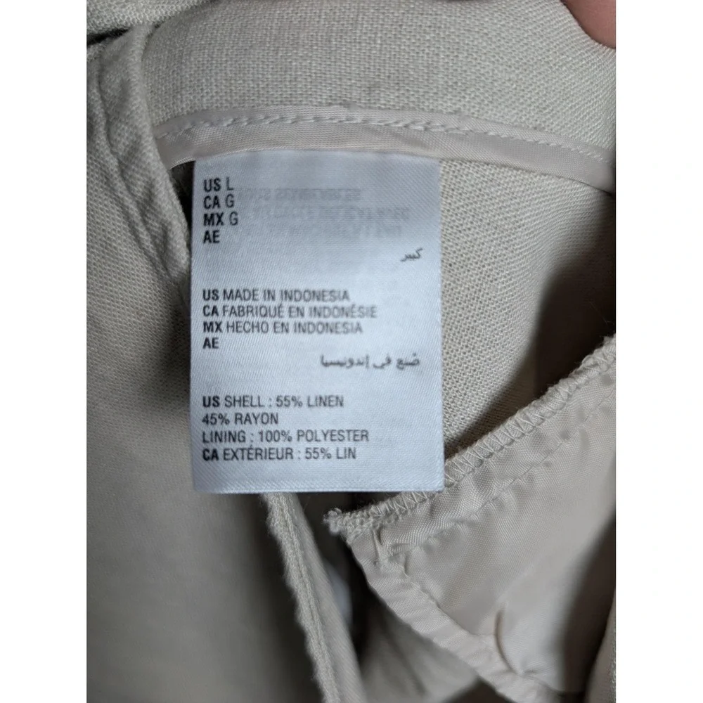 Tasso Elba Blazer Mens L Beige Linen Rayon Polyester Single-Breasted Notch Lapel